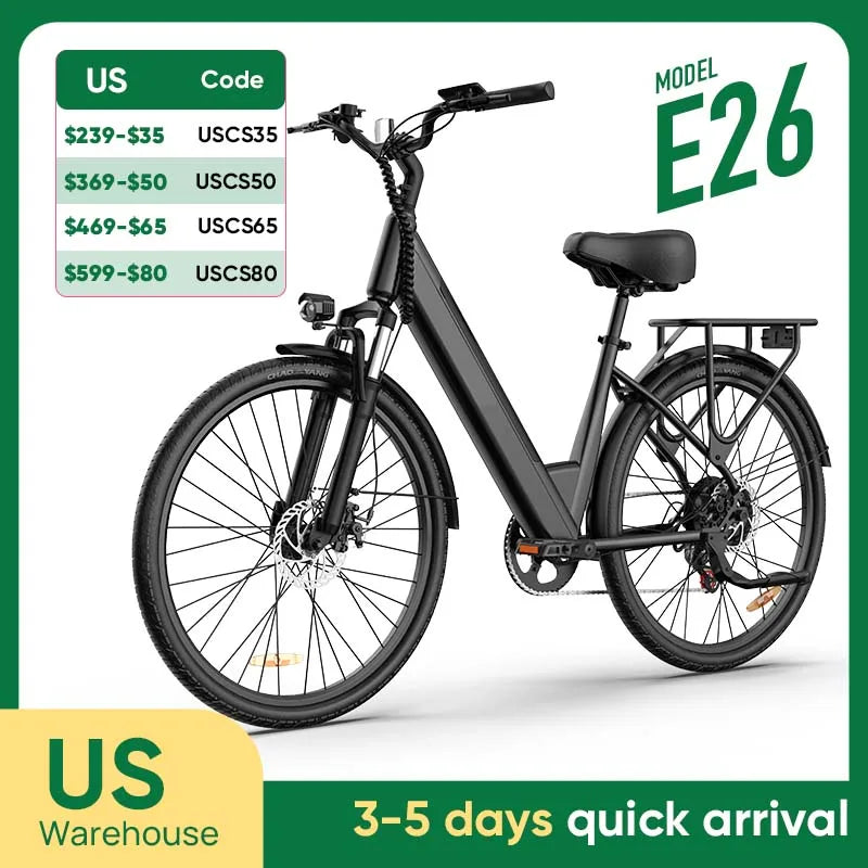 URLIFE Electric Bike 750W E26 With Removable 48V Battery