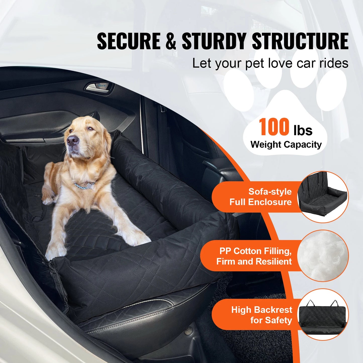 SucceBuy Waterproof Dog Car Seat Booster With Clip-On Safety Leash