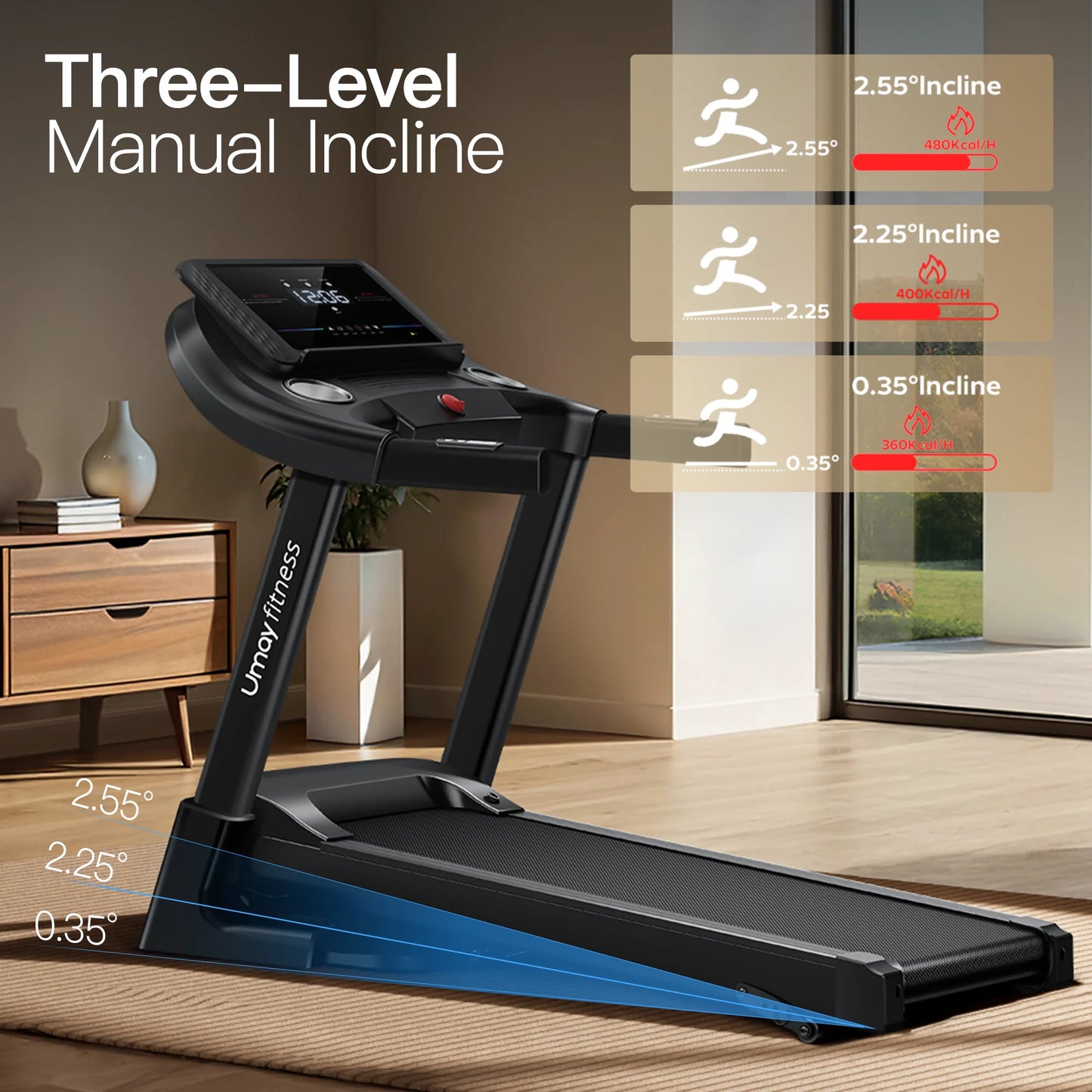Cursor Fitness 3.0HP Folding Incline Treadmill with Pulse Sensors