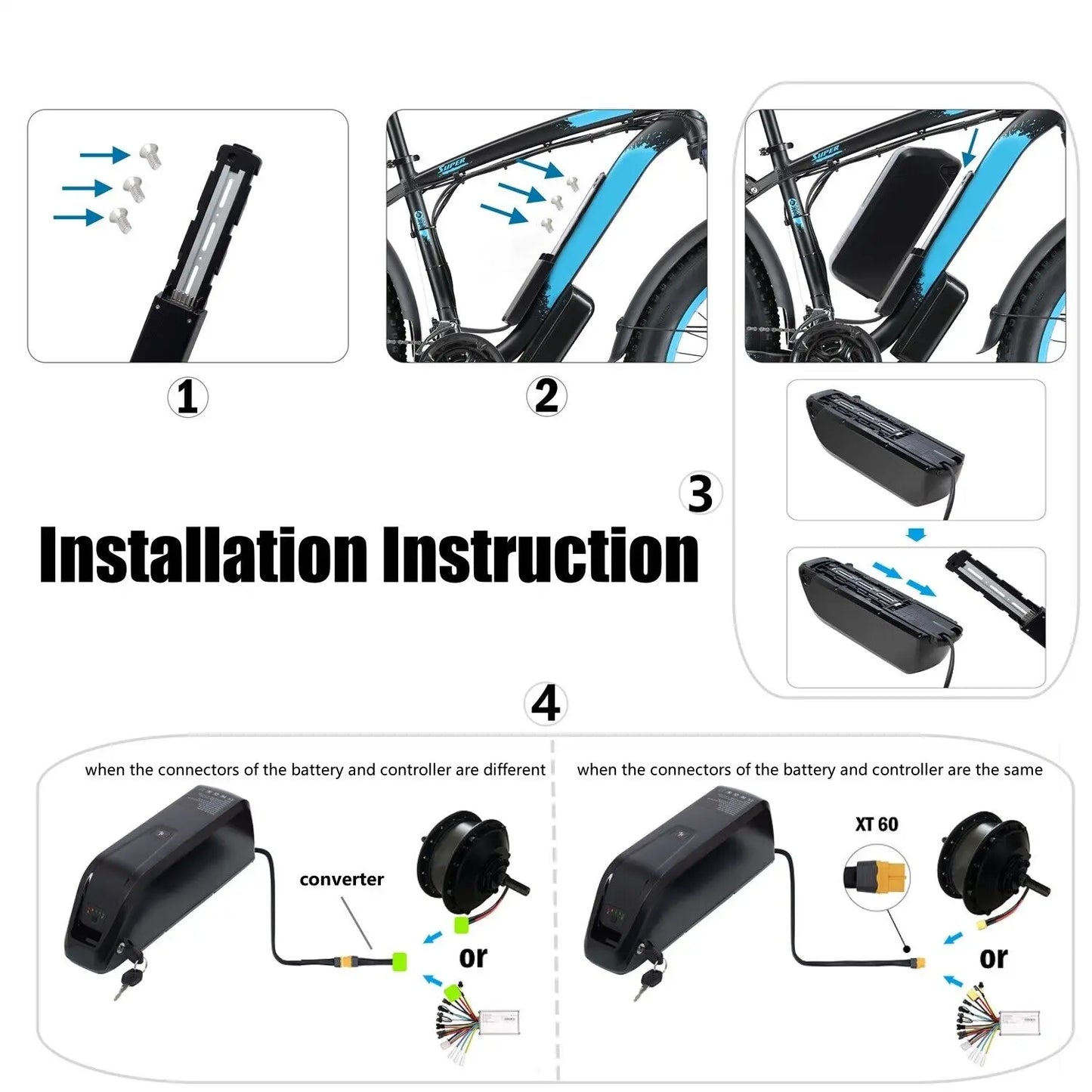 E-Bike Battery 48V 10Ah Li-Ion Pack for Electric Bikes