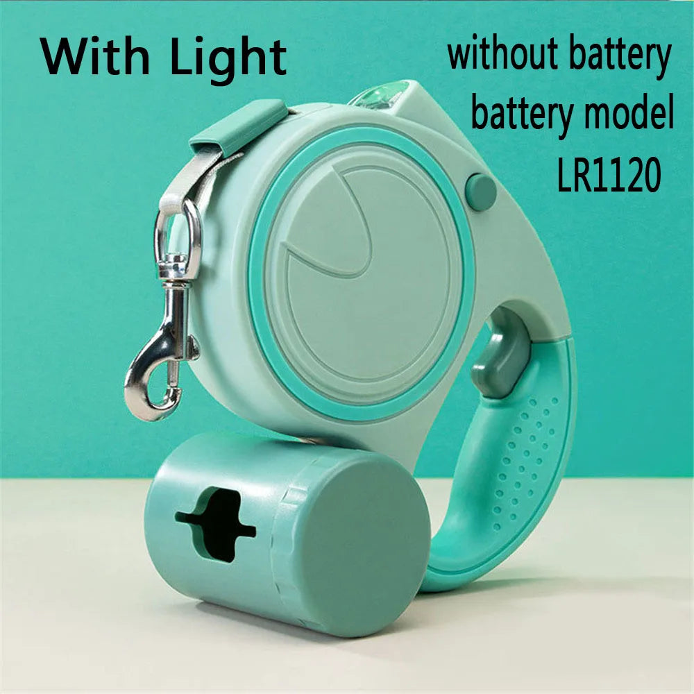 Dog Leash Retractable LED Light Nylon Belt Durable Daily Walk