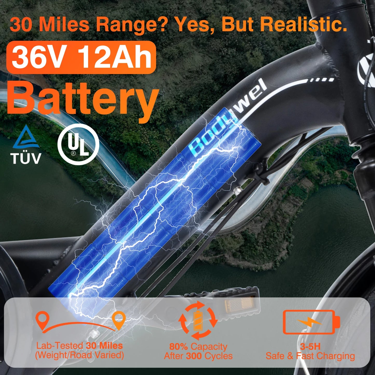 Bodywel Electric Bicycle Folding Aluminum Frame 250W