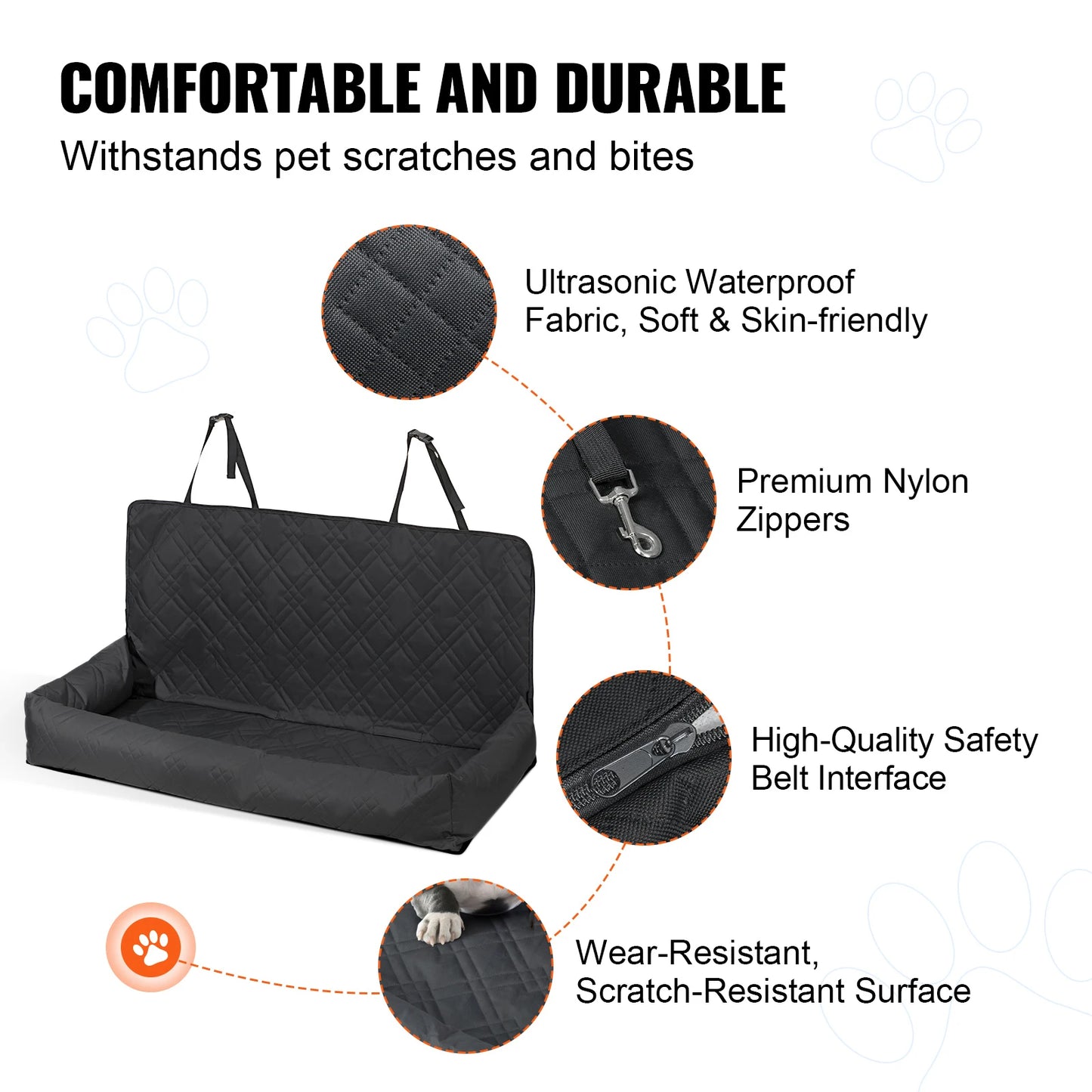 SucceBuy Waterproof Dog Car Seat Booster With Clip-On Safety Leash