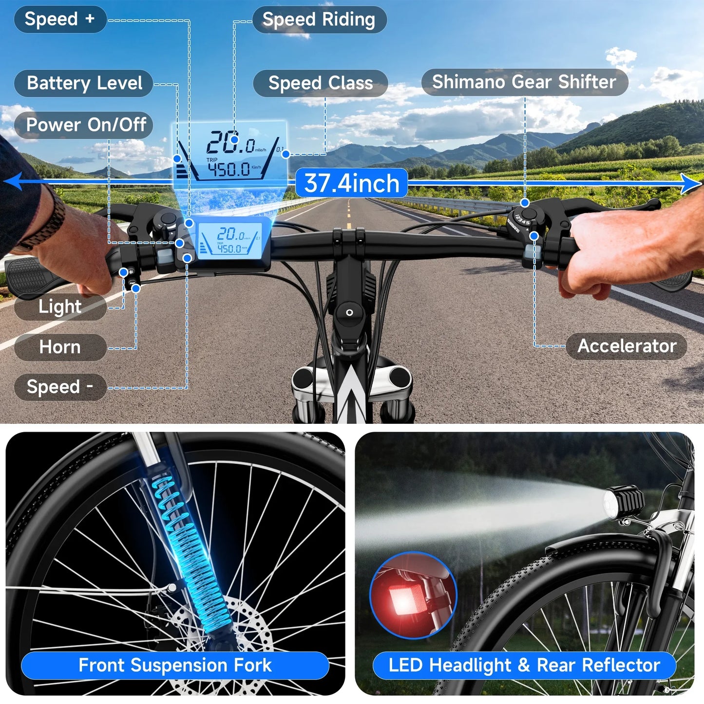 ZNH Electric Mountain Bike 1000W Peak Motor 48V Battery