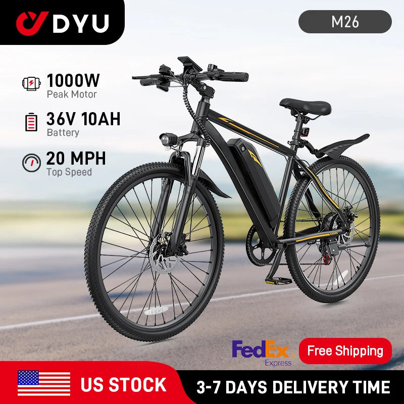 Dyu Electric Bicycle M26 1000W Peak Motor City Commuter