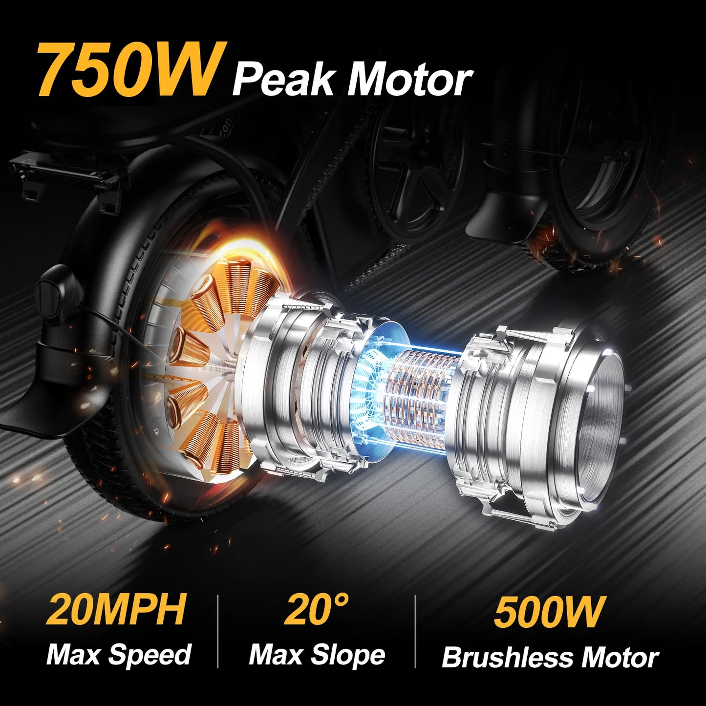 Aairsk Foldable Electric Bike 750W Peak Motor, 48V Battery
