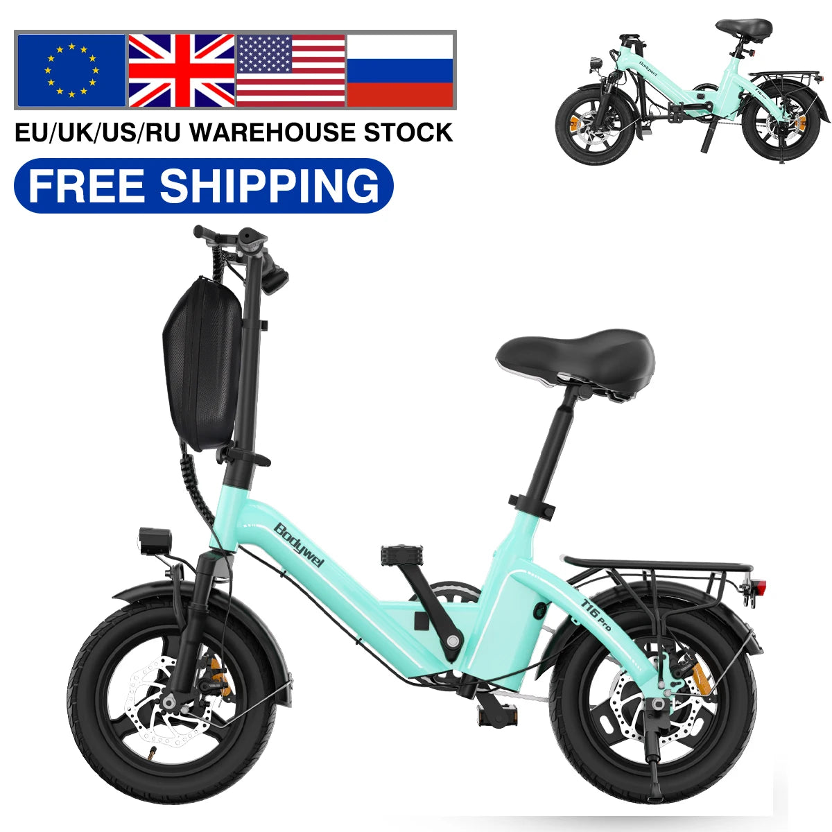 Bodywel Electric Bicycle Folding Aluminum Frame 250W