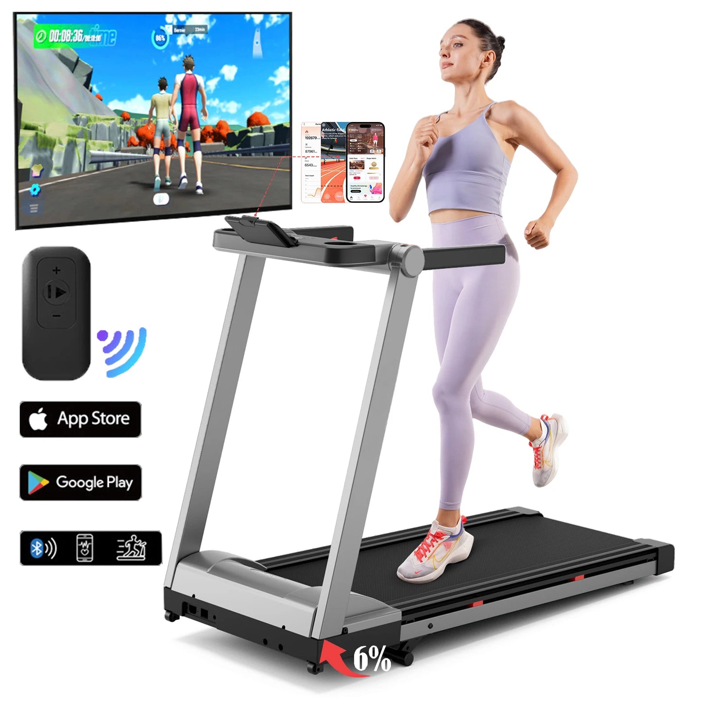 Superun Treadmill Foldable Incline With Touch Screen
