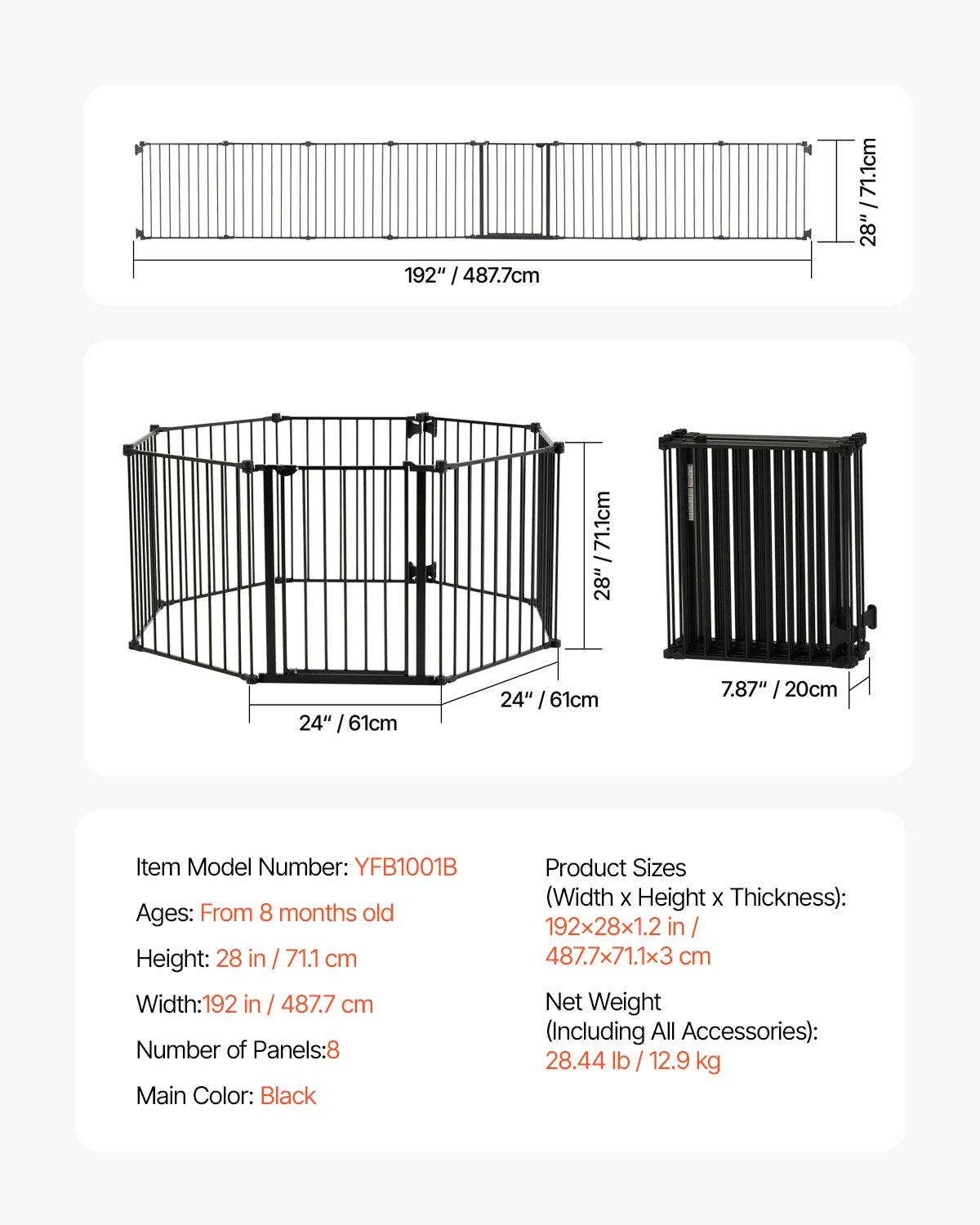 SucceBuy Baby Gate Pressure Mount Walk Through for Doorways
