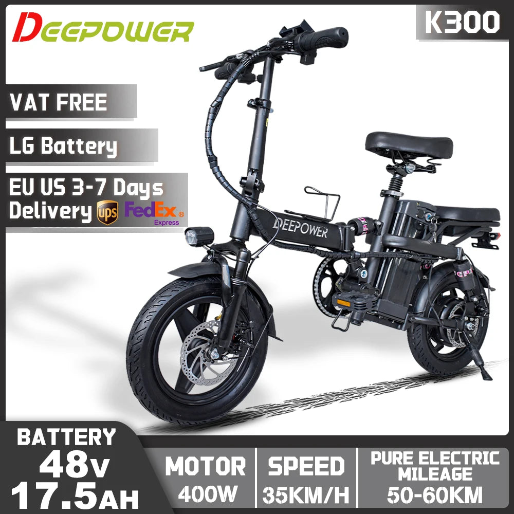 DEEPOWER Electric Bike K300 Foldable With Basket 400W