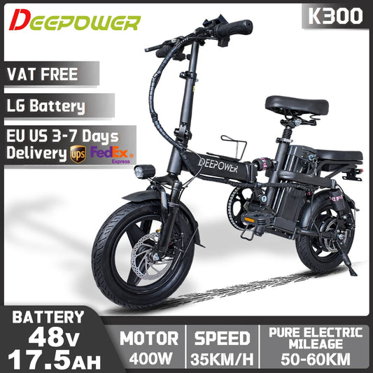 DEEPOWER Electric Bike K300 Foldable With Basket 400W