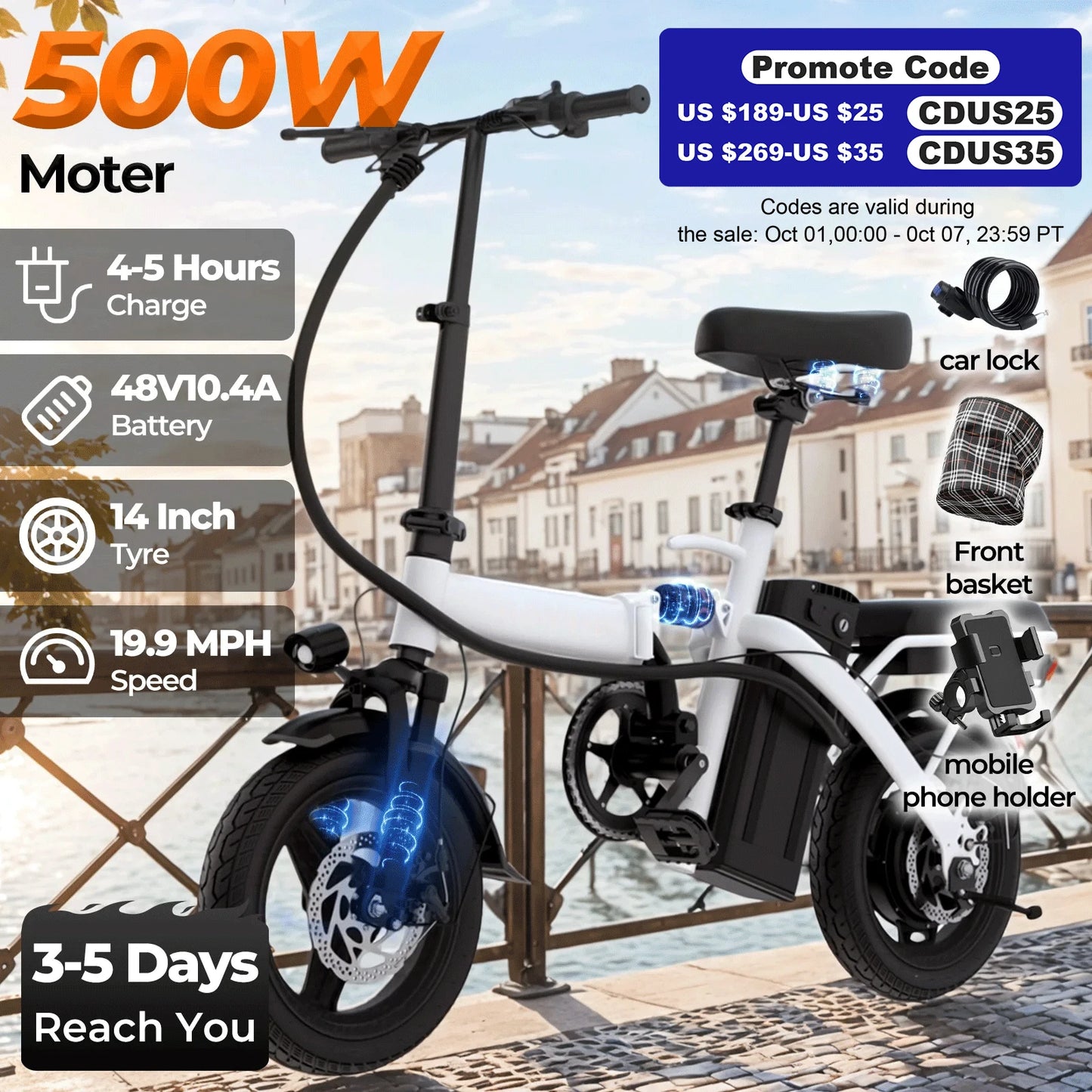 LELEKUAIC Foldable Electric Bike Removable Battery