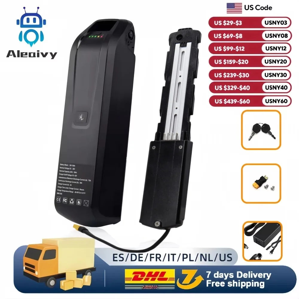 E-Bike Battery 48V 10Ah Li-Ion Pack for Electric Bikes