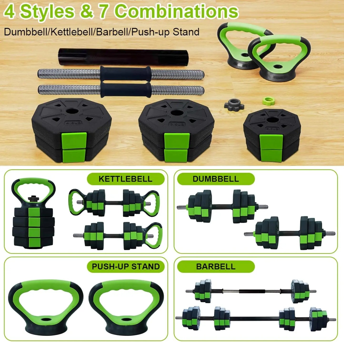 HiMISS Adjustable Dumbbell Set 44 Lb 4-In-1 Home Gym Kit