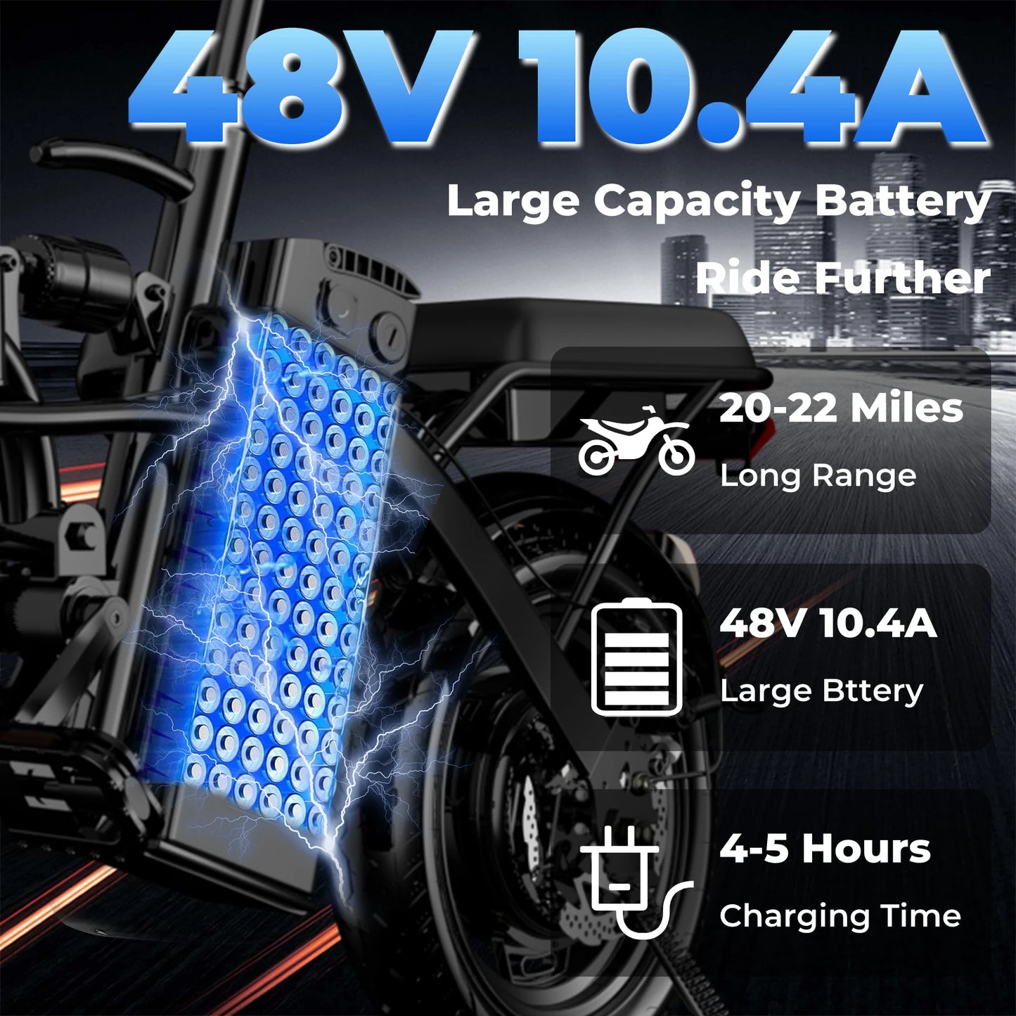 LELEKUAIC Folding Electric Bike Removable 48V Battery